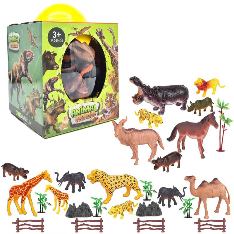 FITTO Realistic Animal Figures Toy Set - Vinyl Plastic Wild Animals for Imaginative Play and Education