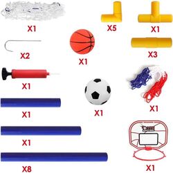 FITTO 2in1 Basketball Hoop Kids Soccer Gate Sports Outdoor Sports Game Toy with Ball