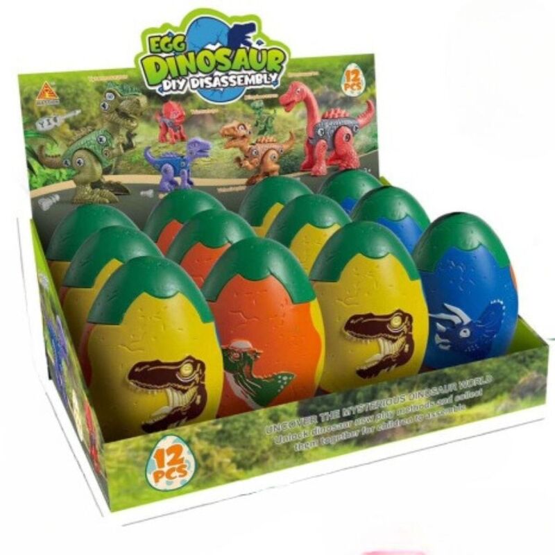 FITTO Dinosaur Egg Puzzle Toy - Surprise Blind Box, Assembly and Disassembly for Kids, Assorted pack of 12