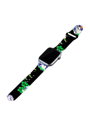 Kidwala Silicone Flower Pattern Watch Band for Apple Watch 38mm/40mm, Black Green lavendar