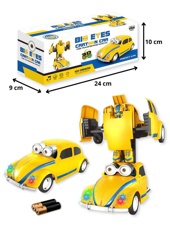 FITTO VW Beetle Robot Transformer Car With Two Batteries, Yellow