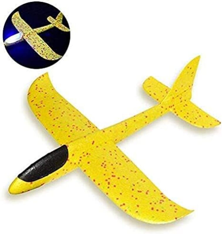 FITTO LED Light Airplane - 17.5" Large Throwing Foam Plane Glider for Outdoor Sports and Kids' Playroom Fun