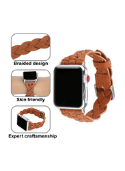 Kidwala Leather Top Grain Braided Watch Band for Apple Watch 42mm/44mm, Brown