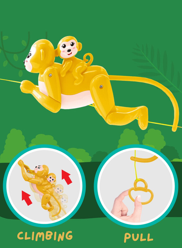 FITTO Pull String Electric Monkey Baby Musical Toy, Yellow