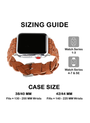 Kidwala Leather Top Grain Braided Watch Band for Apple Watch 38mm/40mm, Brown