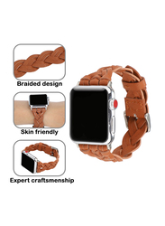 Kidwala Leather Top Grain Braided Watch Band for Apple Watch 38mm/40mm, Brown