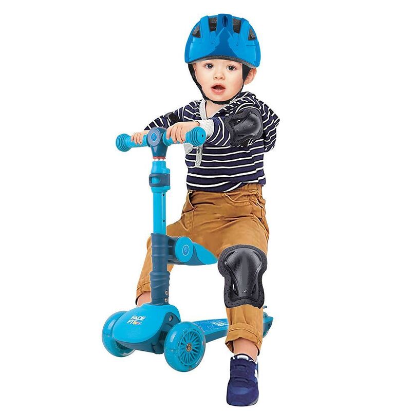 FITTO Outdoor Scooter Versatile Sit and Stand Scooter with Height Adjustable Feature for Kids, Blue, 78CM