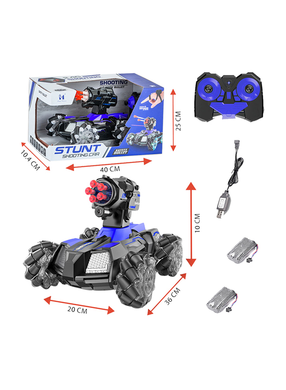 Kidwala 2.4Gz 180° Rotating Shooting & 360° Rotating Vehicle Remote Control Tank, Blue, Ages 6+