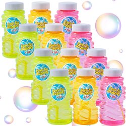 FITTO Colourful Bubbles - 120ml Bottle of Fun for Kids Outdoor Play, Assorted Colors, Pack of 12