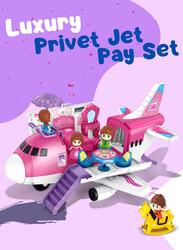 FITTO Airplane Jet Station Playset with Accessories, Pink