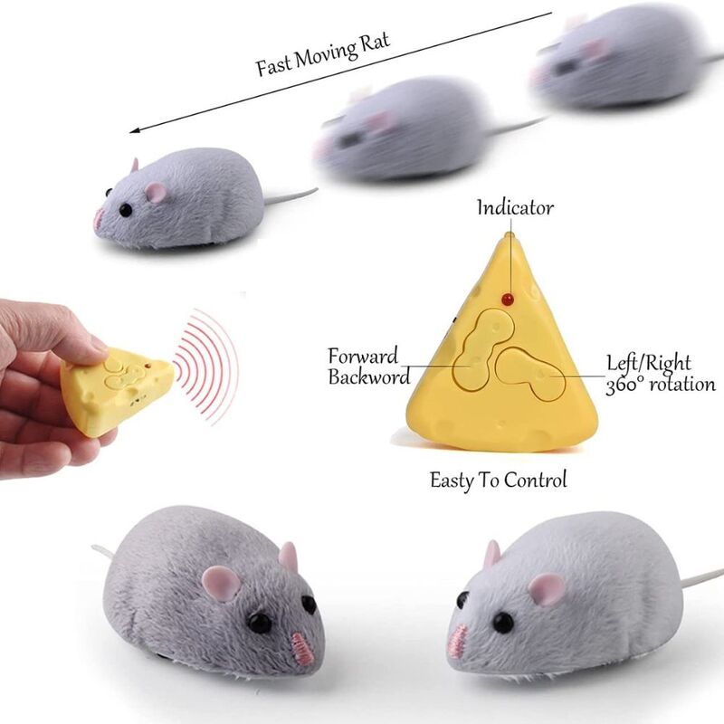 FITTO Electronic Rat Toy - Remote-Controlled Pet Toy for Cats and Dogs