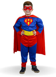 FITTO kids costume set for kids, superman Costume for kids with pants, Mask, and accessories, Large