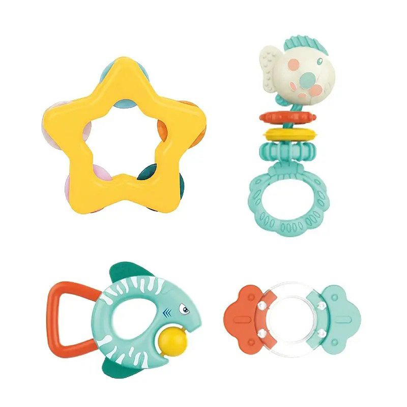 FITTO Sensory Teether for Babies, Colorful and Safe BPA-Free Toy for Teething-4pcs