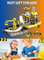 FITTO Construction Backpack Playset Vehicles for Kids, Yellow