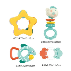 FITTO Sensory Teether for Babies, Colorful and Safe BPA-Free Toy for Teething-4pcs