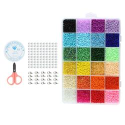 FITTO Multicolored Charm Glass Bead Set for DIY Jewelry Making with Czech Seed Beads, Random Colors