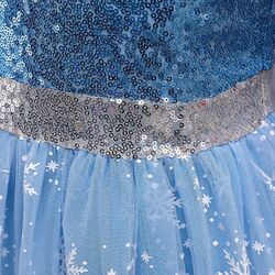 FITTO Frozen Inspired Girls Princess Dress with Glittering Snowflake Pattern and Tulle Skirt, size 130