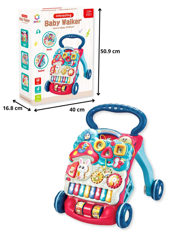 FITTO Sit-to-Stand Learning Activity Walker, 3 in-1 Baby Walker With Multifunctional Musical Removable Play Panel, Blue