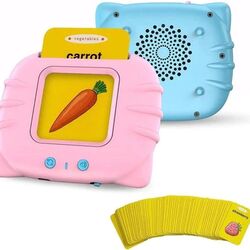 FITTO Educational Toy for Toddlers - Interactive Learning Cards with Audio Responses, Pink