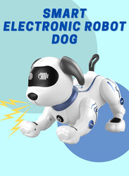 FITTO RC Robot Pet Dog Multifunctional for Kids, Programmable Voice Control Handstand Pet, Interactive Smart Robot Dogs, White