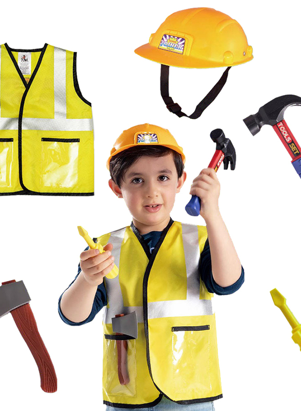 Kidwala Construction Worker Role Play Costume Set, Yellow, Ages 3+