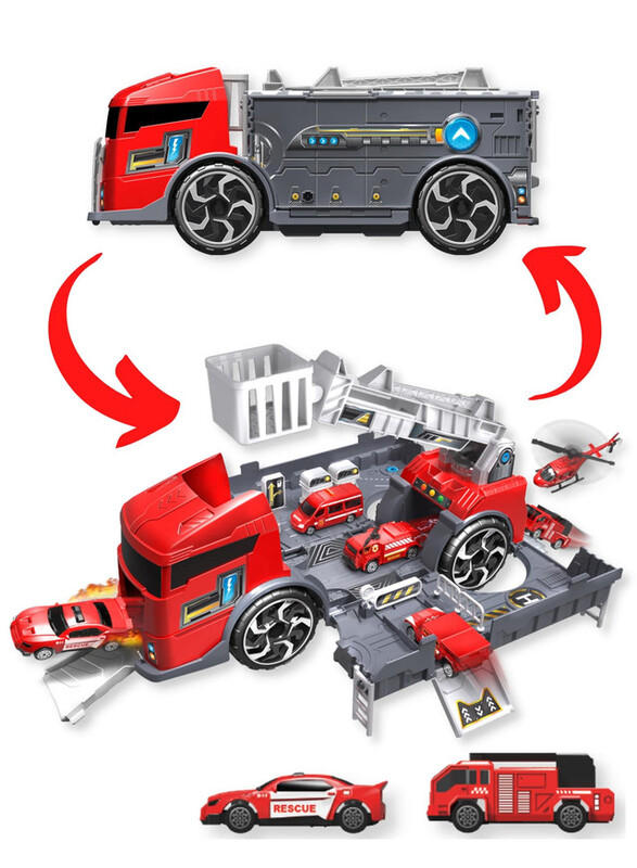 FITTO Convertible Fire Fighting Trucks, Firefighter Toy Playset