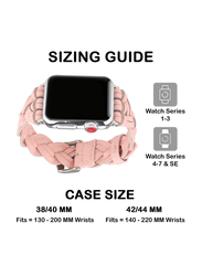 Kidwala Leather Top Grain Braided Watch Band for Apple Watch 38mm/40mm, Pink
