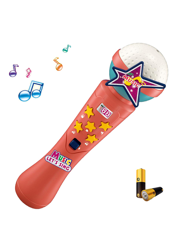 Kidwala Karaoke Microphone with Built in Music and Flashing Light, Red, Ages 3+