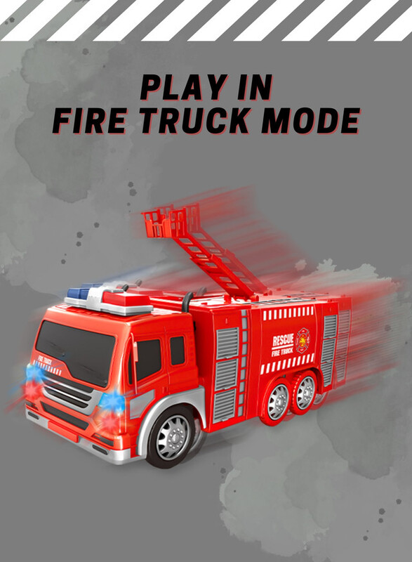 FITTO Firefighter Truck That Transforms From Truck to Robot, Red