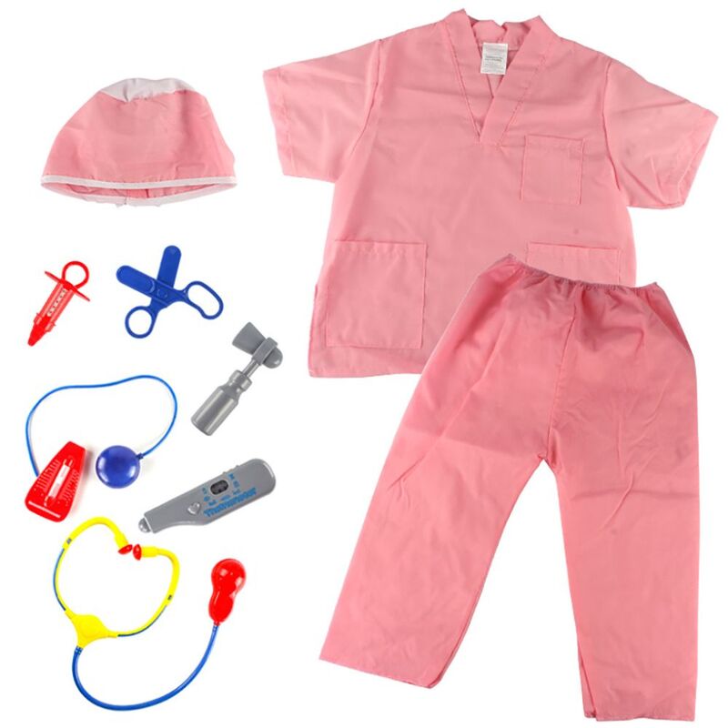 FITTO Nurse Costume for Kids with Accessories, Hospital Costumes for Pretend Play and Halloween