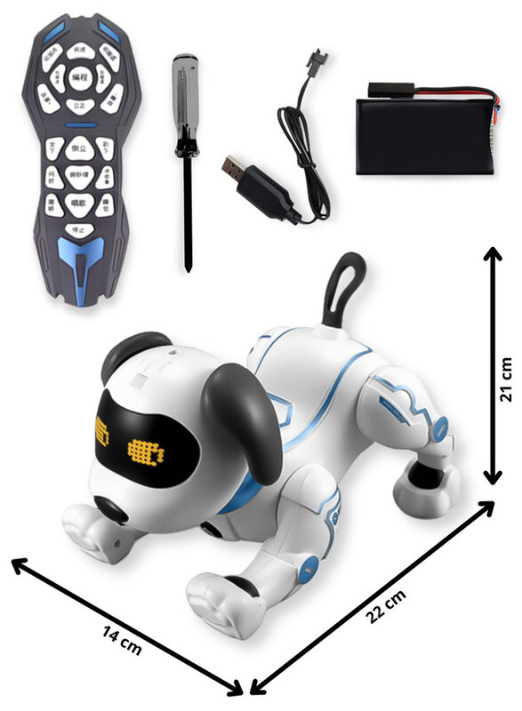 FITTO RC Robot Pet Dog Multifunctional for Kids, Programmable Voice Control Handstand Pet, Interactive Smart Robot Dogs, White