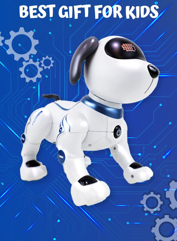 FITTO RC Robot Pet Dog Multifunctional for Kids, Programmable Voice Control Handstand Pet, Interactive Smart Robot Dogs, White