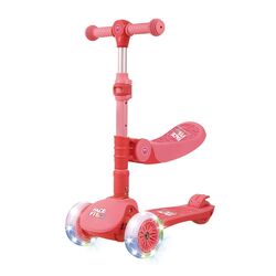 FITTO Outdoor Scooter Versatile Sit and Stand Scooter with Height Adjustable Feature for Kids, Pink, 78CM