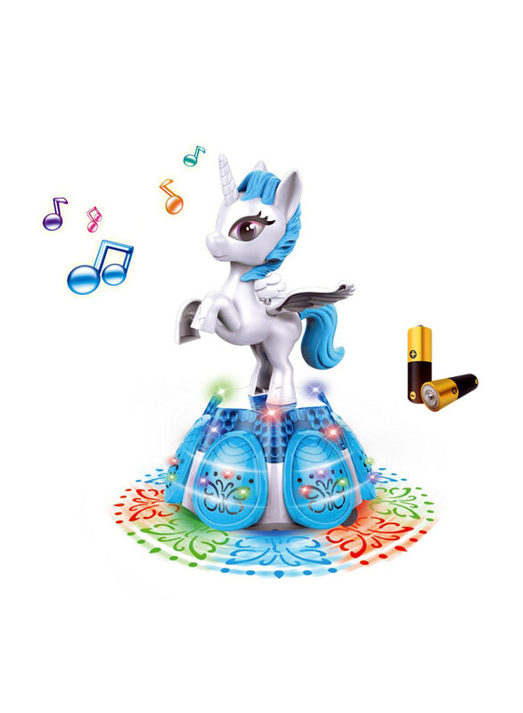 Kidwala Dancing Flashing Singing Rotating Unicorn Toy, White/Blue, Ages 3+