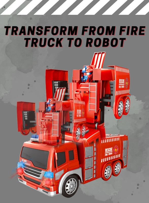 FITTO Firefighter Truck That Transforms From Truck to Robot, Red