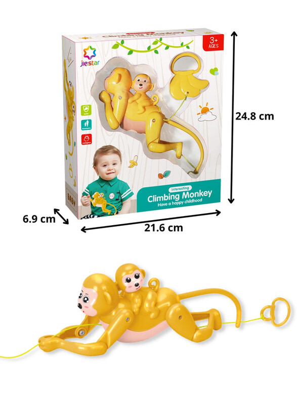 FITTO Pull String Electric Monkey Baby Musical Toy, Yellow