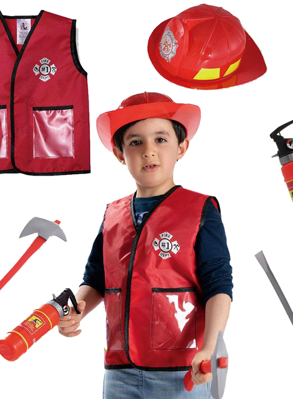 Kidwala Firefighter Role Play Costume Set, Red, Ages 3+