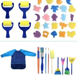 FITTO Learning Painting Set Toddler Art Supplies with Water Drawing Mat and 12 Colorful Paint Pens, Blue