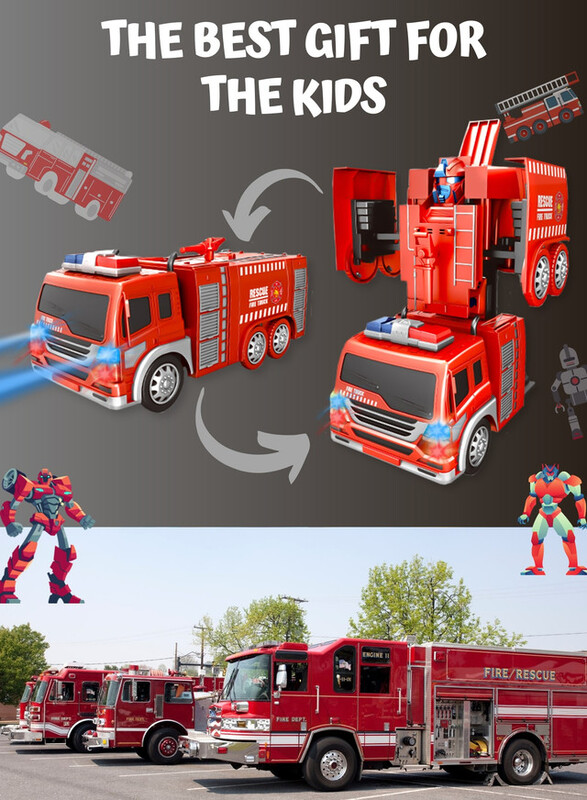 FITTO Firefighter Truck That Transforms From Truck to Robot, Red