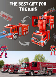 FITTO Firefighter Truck That Transforms From Truck to Robot, Red