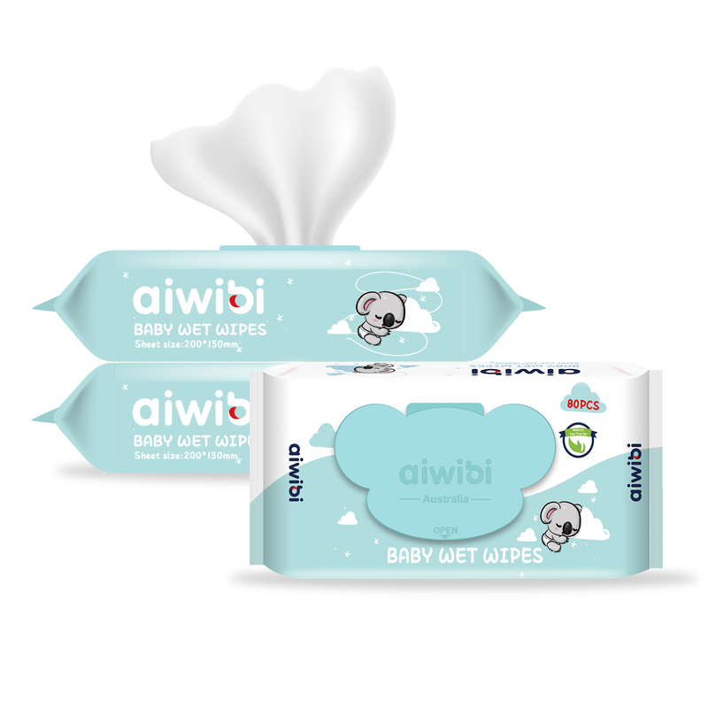 Aiwibi Soft Care Baby Wet Wipes (Natural Tea Tree Oil)-- Pack of 3 x 80Sheets - 240 Wipes