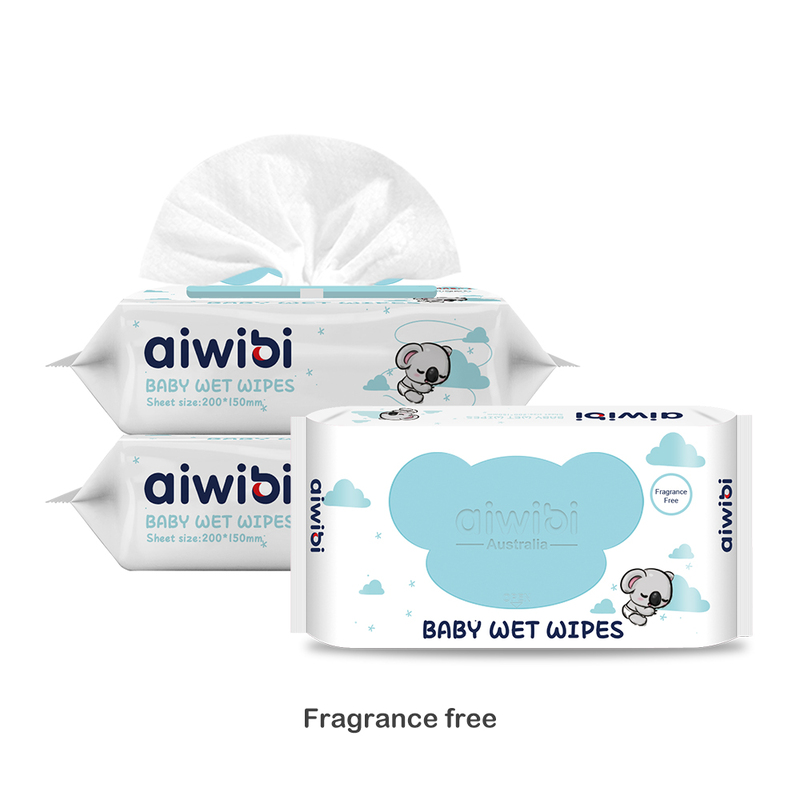 Aiwibi Soft Care Baby Wet Wipes (Fragrance free)-- Pack of 3 x 80Sheets - 240 Wipes