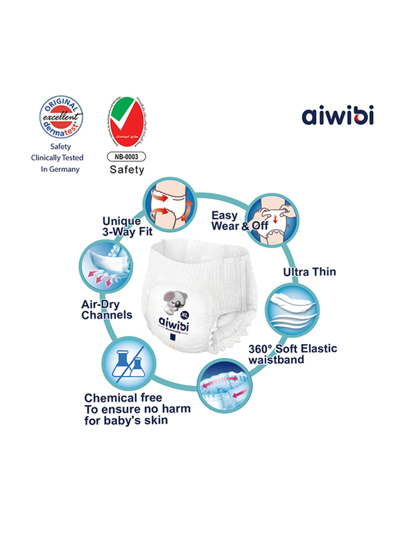 Aiwibi Lovely Thinker Ultra Thin Premium Baby Pants, Size L, 9-14 kg, 44 Count