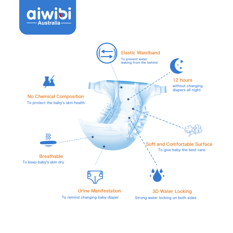 Aiwibi Premium Diaper Size 5, XL 12-18kg,48pcs