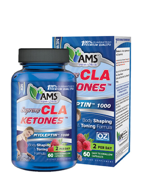 

AMS Raspberry Ketone With Cla Dietary Supplement, 60 Capsules