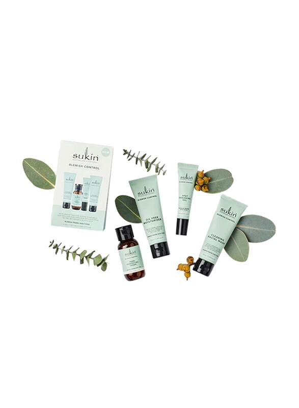 

Sukin Blemish Control Clearing Facial/Prone Skin/Spot Banishing and Oil Free Moisturiser Types Starter Kit Set, 4 Pieces