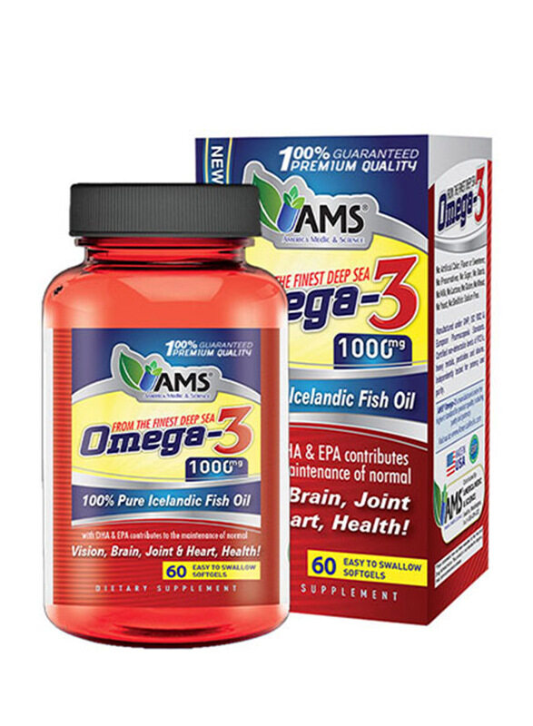 

AMS Omega 3 Dietary Supplement, 1000mg, 60 Capsules