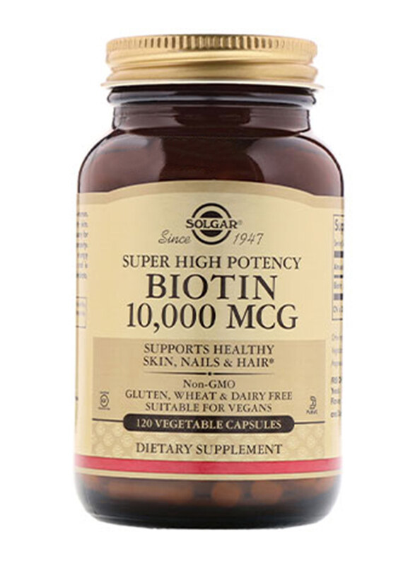 

Solgar Super High Potency Biotin Dietary Supplement, 10000mcg, 120 Vegetable Capsules