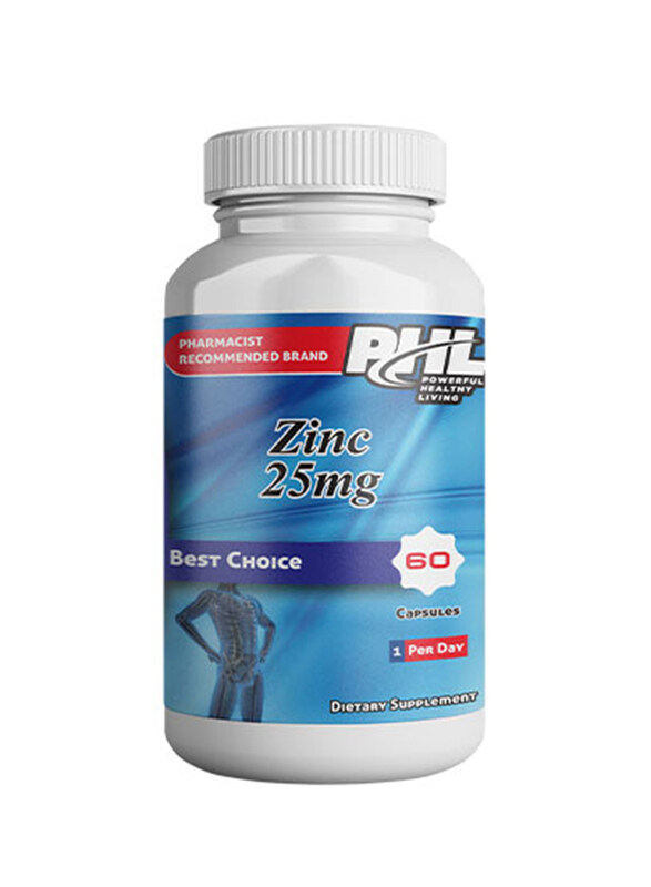 

PHL Zinc 25mg Dietary Supplement, 60 Capsules