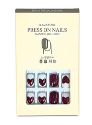 Glam Fatasy Press On Nails Amazing Gel Look Artificial Nails Set, F674 11, Red/White